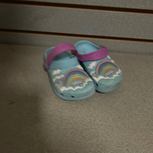 Skechers Other - Skechers‎ Kids Clogs Size 7 Rainbow Light-Up Blue Pink Slip On Shoes